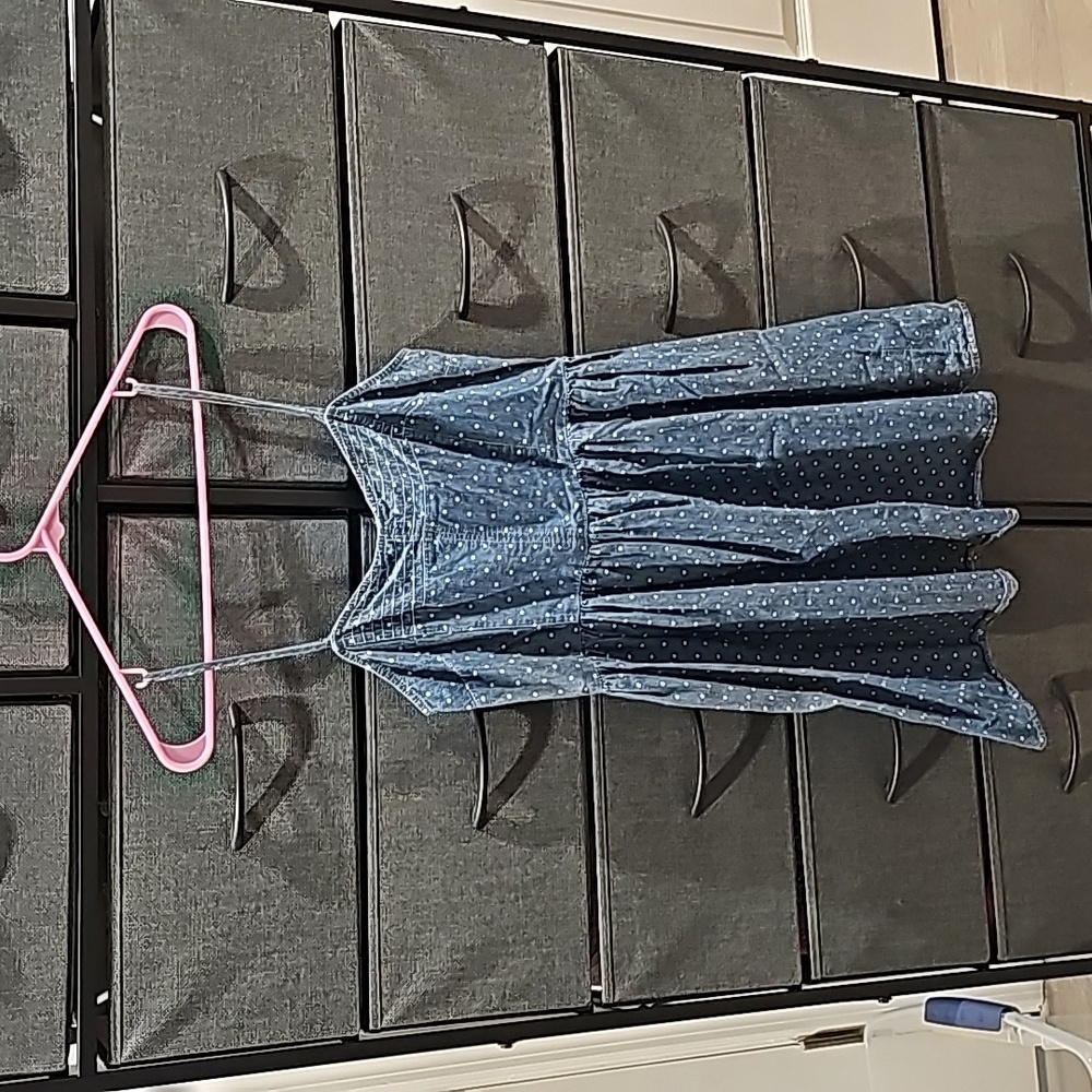 Denim polka dot dress